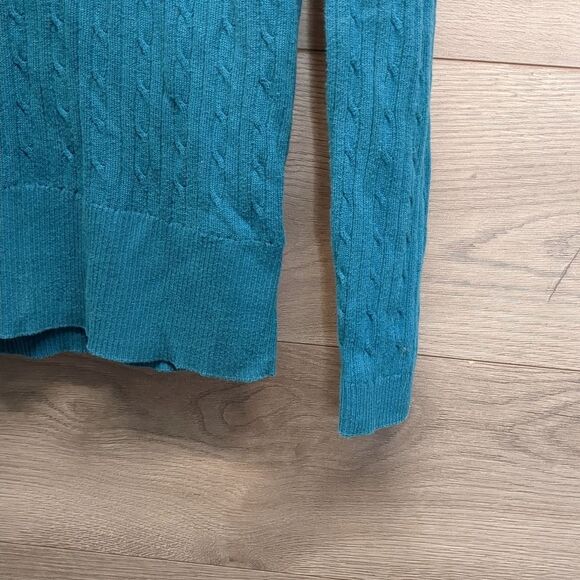 Tommy Hilfiger Teal V-Neck Cable Knit Sweater Top Womens Size XL - Picture 4 of 7